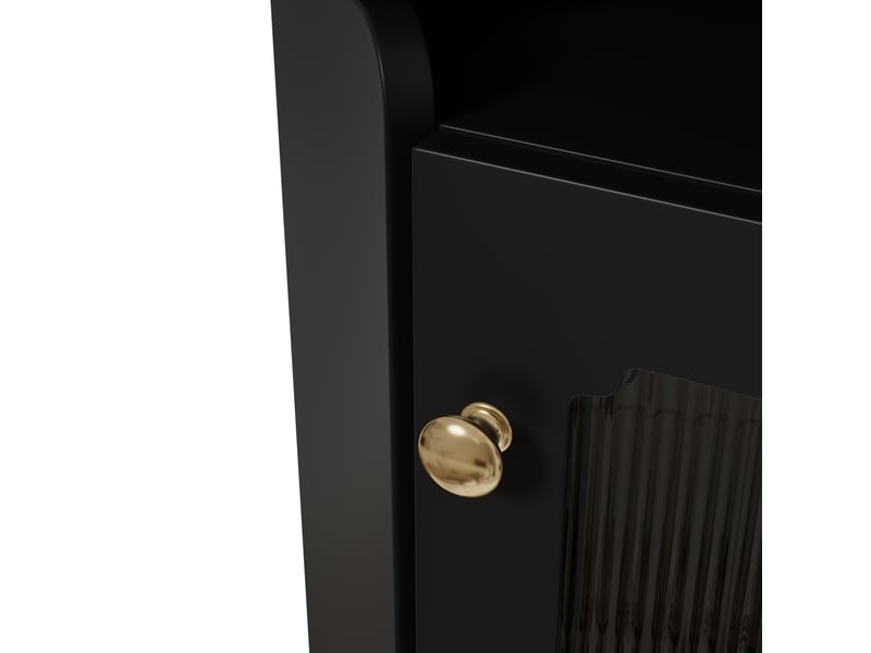  Meuble d'angle avec led contrôlée par application mdf noir 63.5x124 cm N656P350870B - Conforama E