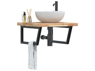 Étagère de vasque murale acier et bois massif d'acacia shl5866