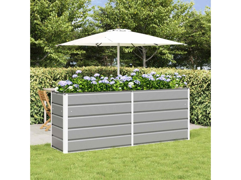  Jardinière - bac à fleurs gris clair 195 x 50 x 75 cm acier galvanisé  - Conforama B