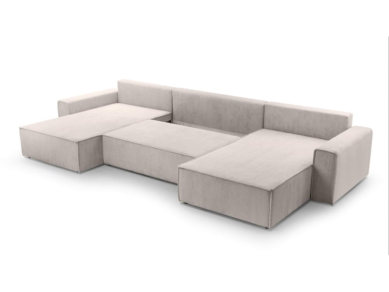  Canapé d’angle en velours côtelé blanc cedria – 287 cm Cedria U - Conforama D