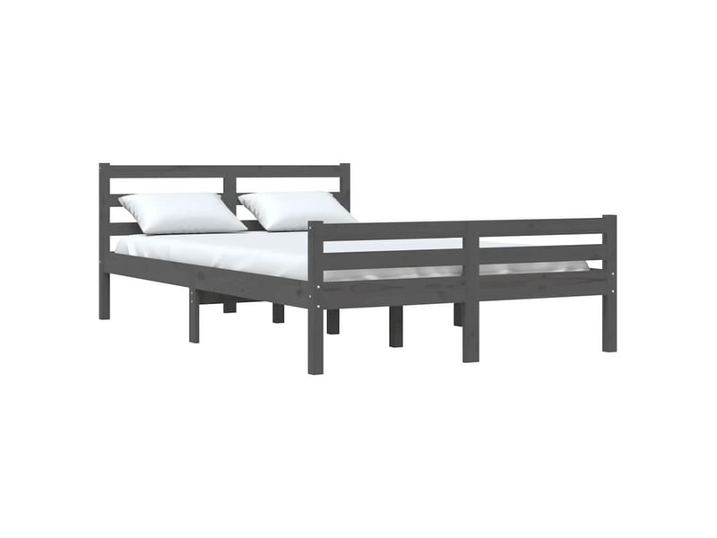  Lit double- lit adulte -  cadre de lit sans matelas gris bois massif 150x200 cm  - Conforama B
