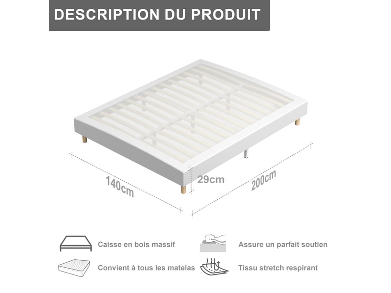  Ensemble 160x200cm matelas à ressorts+ lit sommier tapissier déco, epaisseur du matelas 30cm  - Conforama C