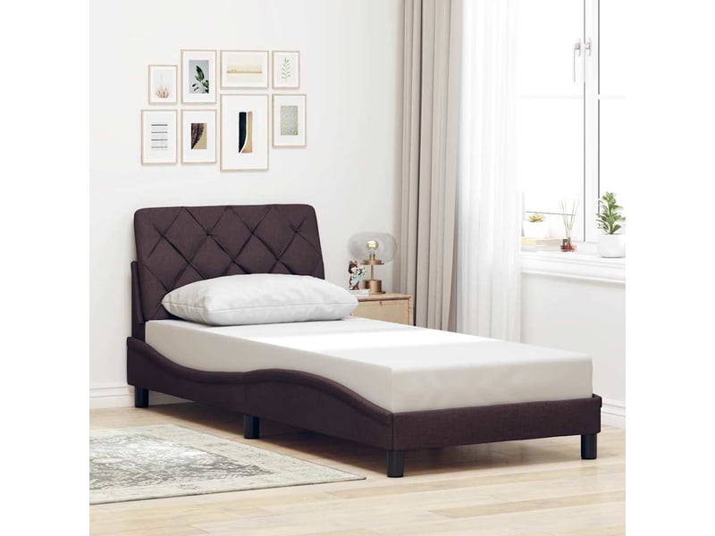 Lit adulte, lit simple, cadre de lit avec led sans matelas marron foncé 80x200cm tissu cf700 - Conforama D