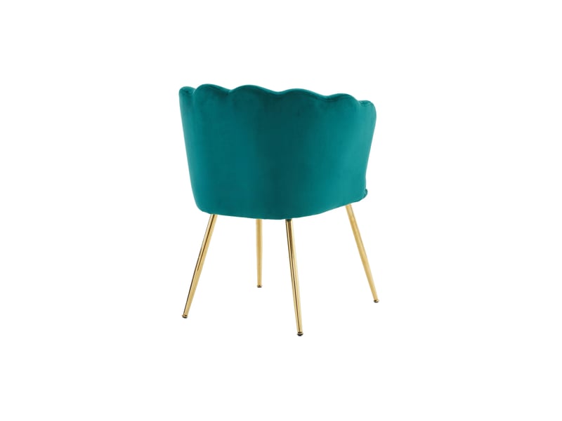  Lot de 2 fauteuils en velours à dossier pétale, avec coussins de soutien et pieds en métal doré verts  - Conforama E