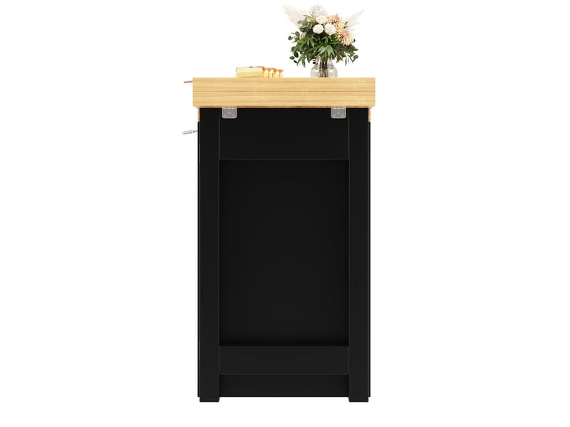 Îlot de cuisine 197cm, table à manger + meuble latéral, plateau rotatif 360°, led rvb par appli, noir, gain de place - Conforama E