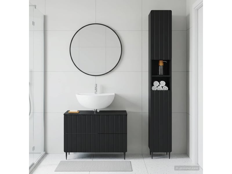 Ensemble de 2 meubles de salle de bain zwolle noir cf63240 - Conforama B