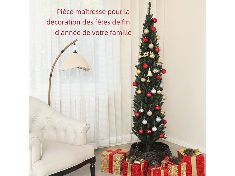  Sapin de noël artificiel, arbre de noël, base en acier, 390 branches épines, ø 55 x 195h cm, décoration de noël, vert  - Conforama D