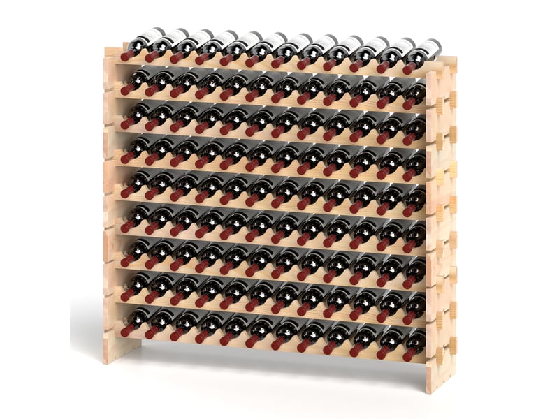 Casier à bouteilles pour 108 bouteilles, range bouteille vin avec 9 étagères, porte bouteille en bois massif pour bars, sous-sols, 119 x 29 x 108cm  - Conforama A