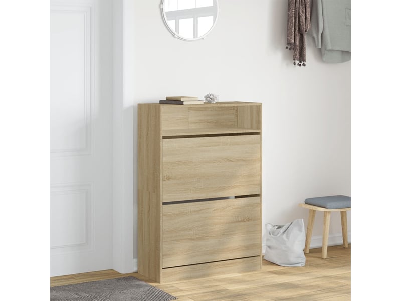  Meuble à chaussure | armoire à chaussures 2 tiroirs rabattables chêne sonoma shl5869  - Conforama C