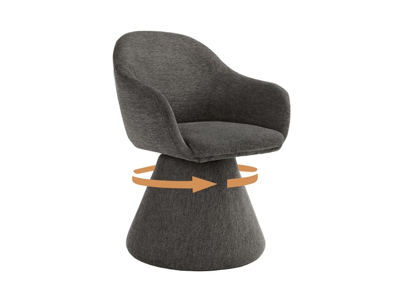  Chaise de salle à manger pivotante 360° design cocon – goeurvant, tissu effet lin, rembourré, gris anthracite  - Conforama B
