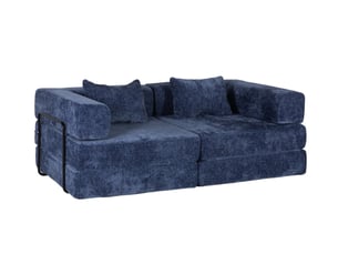 Canapé convertible 2 places - 200x100x63cm - canapé lit modulaire tissu chenille matelas ressorts ensachés - bleu foncé