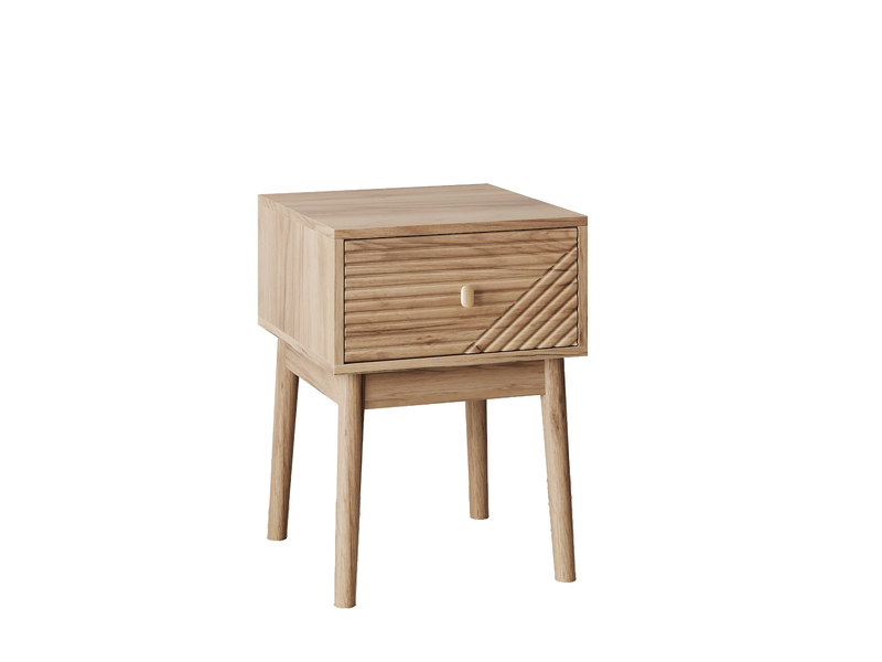  Lot de 2 tables de chevet poignées en métal coloris chêne 40 x 40 x 55 cm  - Conforama B