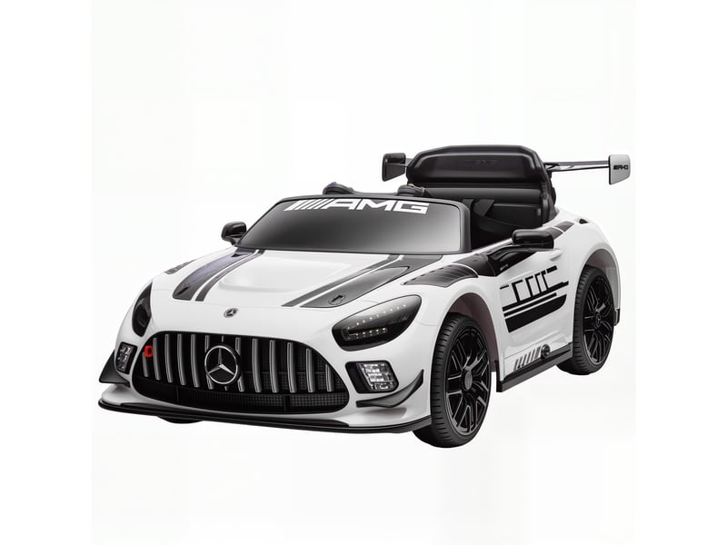  Voiture électrique mercedes pour enfants, batterie 12v, phares led, fonction musicale, klaxon, 3-8 ans, blanche  - Conforama B