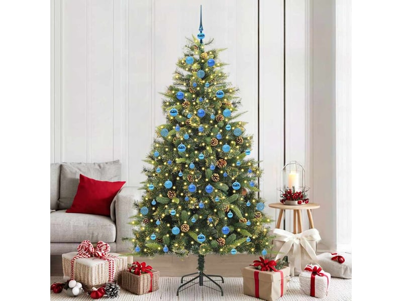  Sapin de noël artificiel, arbre de noël avec branches pliables et cônes 210 cm shl6537  - Conforama B