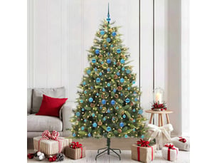Sapin de noël artificiel, arbre de noël avec branches pliables et cônes 210 cm shl6537