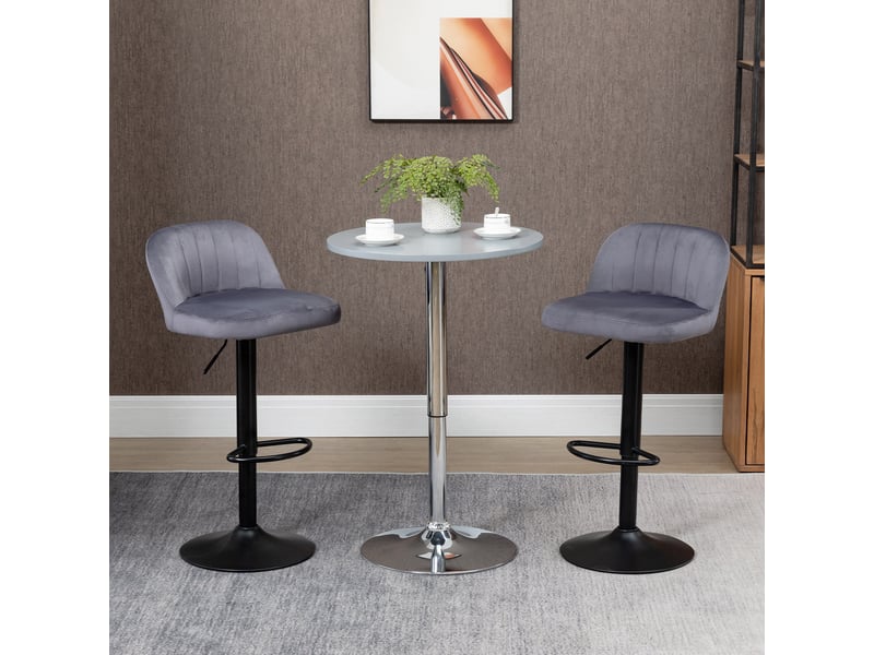  Lot de 2 tabourets de bar design contemporain avec repose-pieds hauteur réglable et pivotant gris  - Conforama C