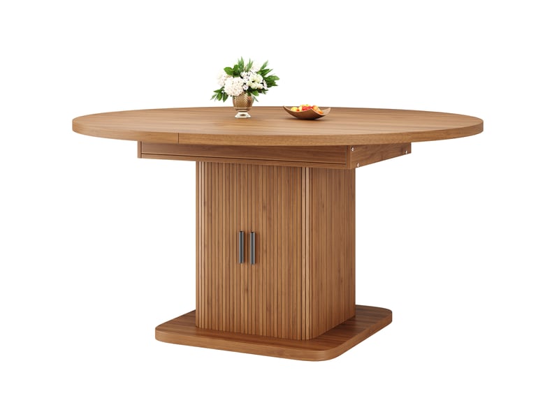  Table à manger extensible ovale 110x110x75 cm avec rangement en mdf  - Conforama A