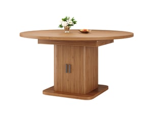 Table à manger extensible ovale 110x110x75 cm avec rangement en mdf