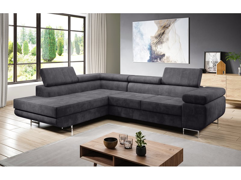  Canapé d’angle kanya gris clair 275 cm convertible avec coffre gauche Kanya - Conforama B