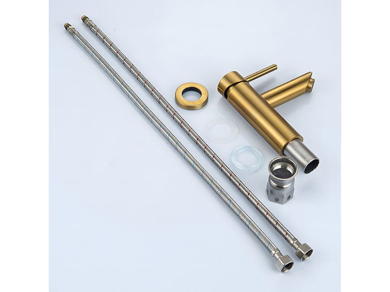  Mitigeur de salle de bains, robinet de lavabo monocommande, acier inoxydable,hauteur: 16 cm,or  - Conforama E