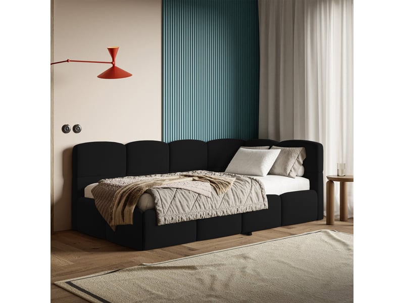  Selsey cloudy - lit rembourré - 170x185 cm - velours noir - côté droit Cloudy - Conforama C