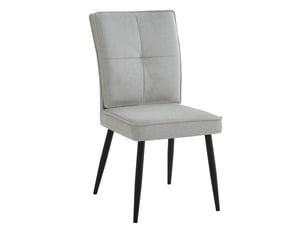 Lot de 2 chaises de salle à manger avec piétement métallique, assise rembourrée en velours effet pied-de-coq gris clair, pour salon et cuisine