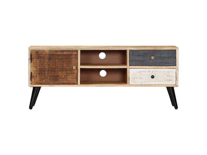  Meuble tv - banc tv - meuble de rangement 115x30x47 cm bois massif de manguier  - Conforama A