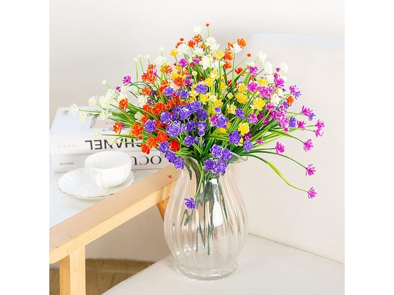  Plante fleurie artificielle,12 pièces fleurs artificielles extérieures résistant aux uv arbustes plantes pour intérieur extérieur suspendu planteur cuisine maison bureau（6 couleurs) - rwplante fleurie  - Conforama C
