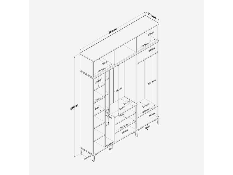  Meuble d'entrée vestiaire avec miroir et porte-manteau focus  - Conforama D