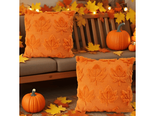 Housse de coussin déco automne 45 x 45 cm, 2pièces housses de coussin décoratives en forme de feuille d'érable, taies d'oreiller décoration d'automne, orange