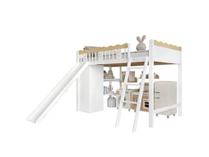 Lit mezzanine 90x200 cm <strong>MERAX</strong>  <strong>lit enfant bicolore</strong> coloris bicolore