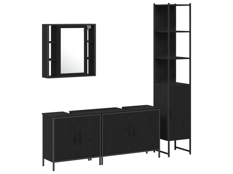 Ensemble de mobilier de salle de bain 4 pièces noir cf64560 - Conforama A