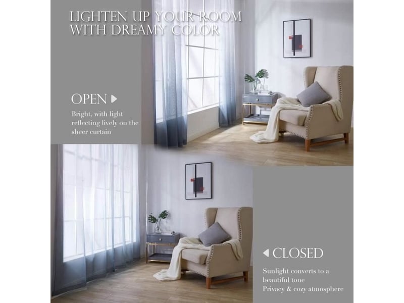  Lot de 2 voilages dégradés blancs et gris – 132x243 cm  - Conforama E