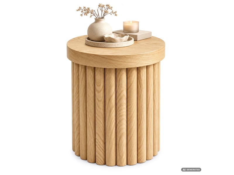 Table basse tino coloris bois naturel 40 cm ronde à piètement cannelé 40x40x49 cm TINO - Conforama A