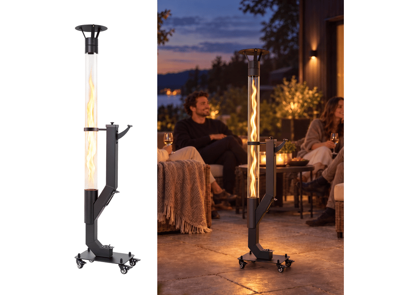  Zmh poêle à granulés mobile 6kw chauffage extérieur décoratif pour jardin balcon et terrasse  - Conforama B