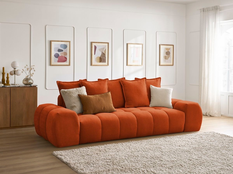 Bobochic canapé droit fixe 3 places everest tissu texturé orange EVEREST - Conforama B