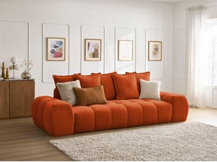 Canapé droit fixe BOBOCHIC EVEREST 3 places Tissu orange