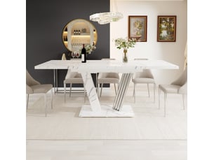 Table extensible, 120-160x80x76 cm, design moderne, pratique, plateau mdf et bois, piètement métal, coloris blanche