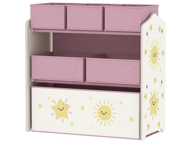  Meuble de rangement mobile à 3 niveaux avec 6 paniers, rose  - Conforama B