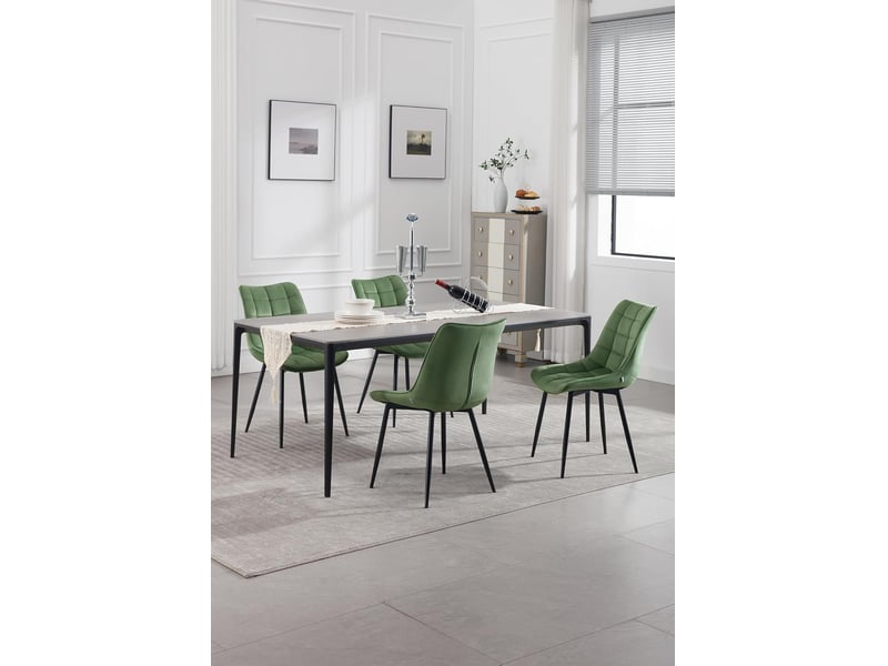  8 x chaises de salle à manger, chaise de cuisine, siège en velours, pieds en métal, vert  - Conforama B