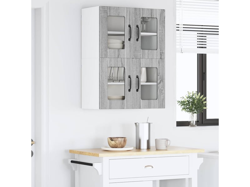  Meuble mural de cuisine, cabinet en verre mural gris sonoma 60x31x40cm  - Conforama D