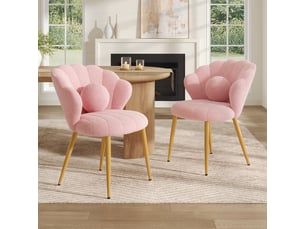 Lot de 2 chaises de salle à manger – assise rembourrée – pieds en métal doré – rose