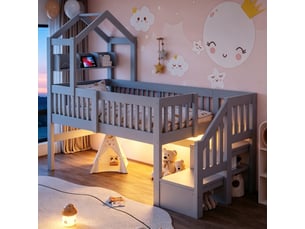 Lit mezzanine 90x200 cm Seren Glow coloris gris