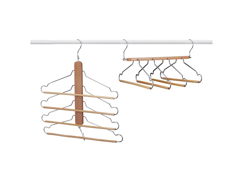  Lot de 2 cintres multiples flexibles pour vêtements rangement vertical horizontal 49 x 42,5 x 2,5 cm en bois de lotus naturel 13_0005673  - Conforama C
