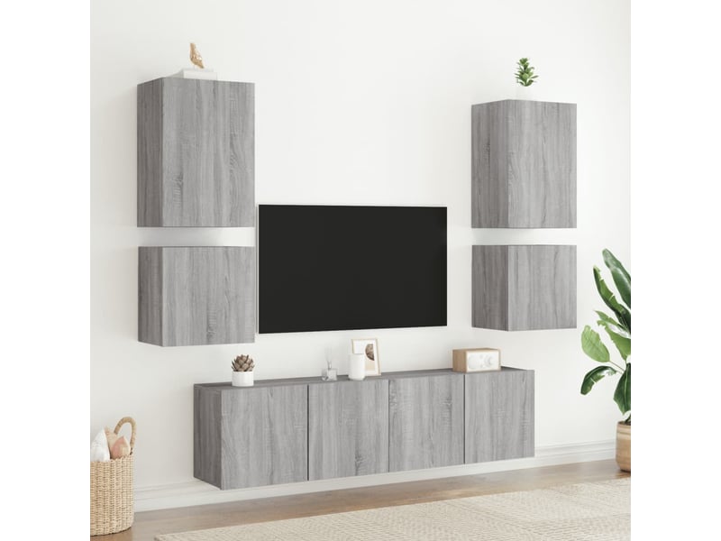  Meuble tv - banc tv - meuble de rangement mural sonoma gris 40,5x30x40 cm bois d'ingénierie  - Conforama D