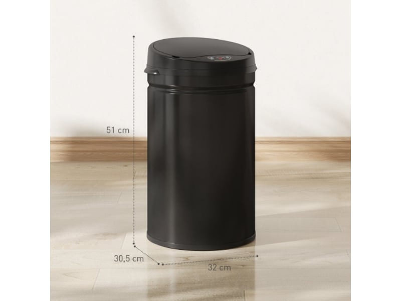 Poubelle à capteur 30 l en inox, sans contact, fermeture douce, pour cuisine hygiénique - Conforama C