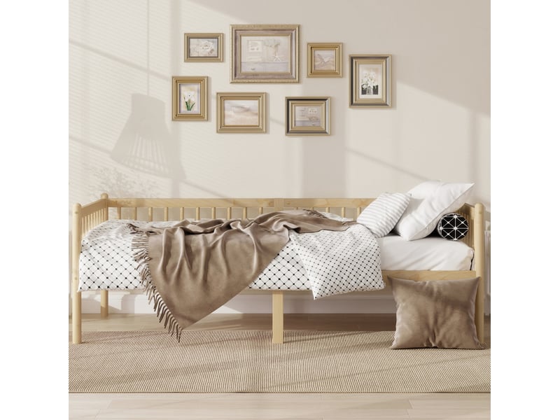 Lit banquette modenvie 90 x 200 cm en pin naturel avec 3 côtés de protection  - Conforama E