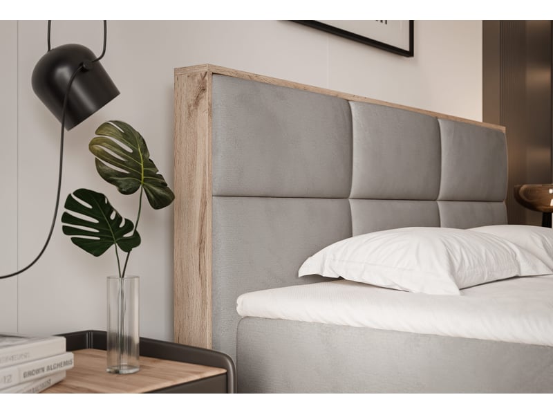  Lit coffre lavio - 120x200 cm - avec sommier et surmatelas - velours dense - gris clair LAVIO - Conforama D
