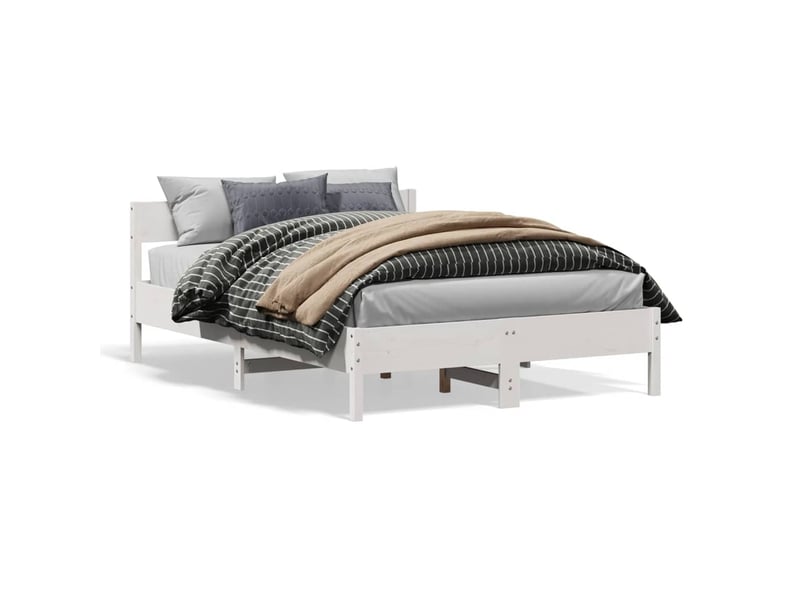 Lit double- lit adulte -  cadre de lit sans matelas blanc 135x190 cm bois de pin massif  - Conforama A
