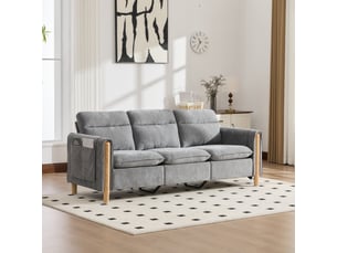 Canapé d'angle réversible fixe <strong></strong> <strong></strong> 3 places Tissu gris avec coffre de rangement